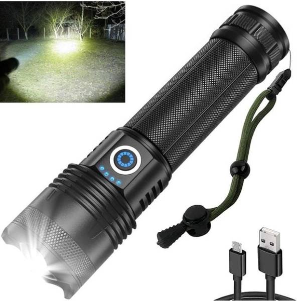 Zeno volt Rechargeable Torch Light High Power, Flashlight 5 Light Adjustable Focus Torch