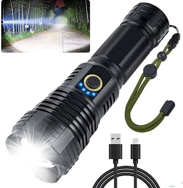 Zeno volt 20000 Lumens Rechargeable LED Flashlight with 5 Lighting Modes, Zoomable, Torch