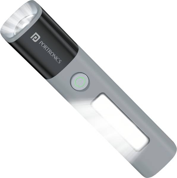 Portronics Eco Glow 2 Rechargeable Tactical LED Torch, Adjustable Focus & Side Panel Light Torch