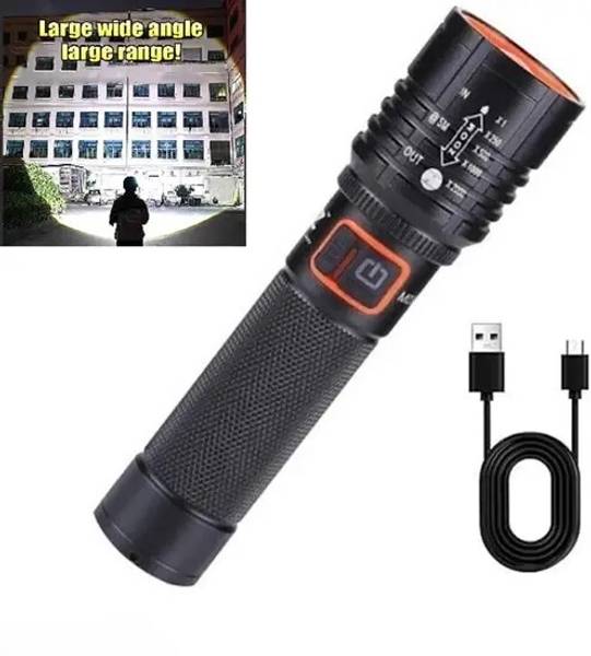 Zeno volt Rechargeable C Type USB Portable Light Long Range Adjustable Focus emergency Torch