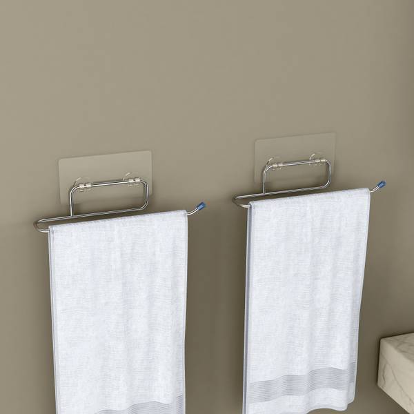 Impulse by Plantex Self Adhesive Towel Holder/Towel Hanger/Towel Ring for Bathroom-Pack of 2 Silver - Chrome Towel Holder