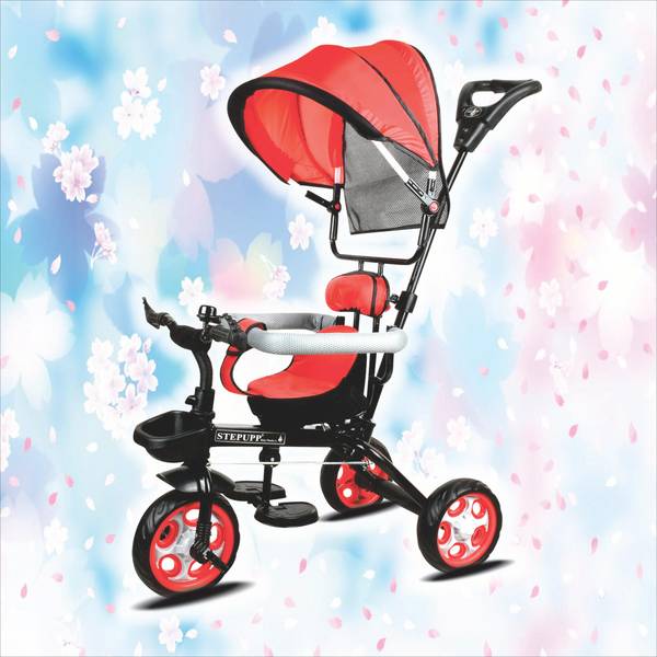 Stepupp STEPUPP RED CANOPY TRICYCLE WITH PARENT HANDLE FOR KIDS NEW MODEL red tricycle with canopy & parent handle Tricycle