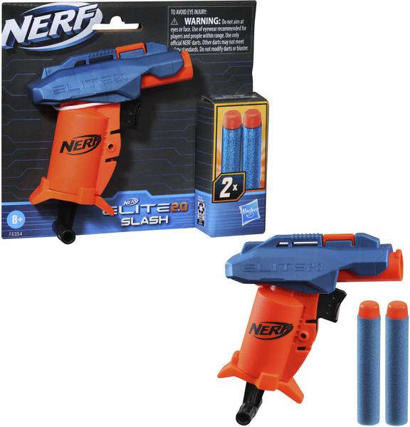 Nerf Elite 2.0 Slash Blaster, Pull To Prime Handle, Toy Foam Blaster, Incl. 2 Darts Guns & Darts