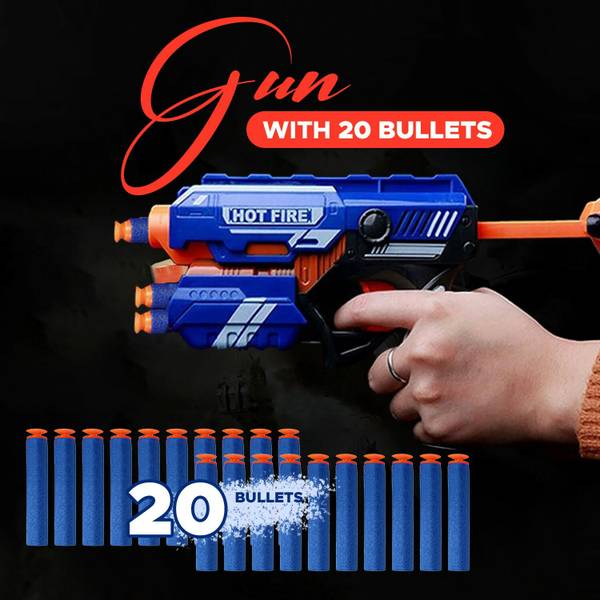 Miss &amp; Chief Hot Fire Blaze Storm Foam Blaster Toy Gun with 20 Extra Bullets, Guns &amp; Darts Target Shooting Role Play Gun Guns &amp; Darts  (Blue)