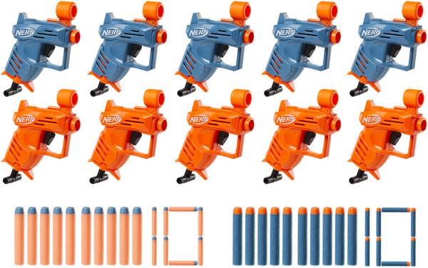 Nerf Elite Ace SD-1 Party Pack ,10 Blasters and 20 Elite Darts ,Priming Handle Guns & Darts
