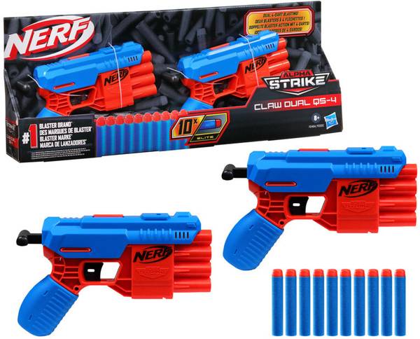 Nerf Alpha Strike Claw Dual QS-4 Blaster Set-Includes 2 Blasters and 10 Elite Darts Guns & Darts