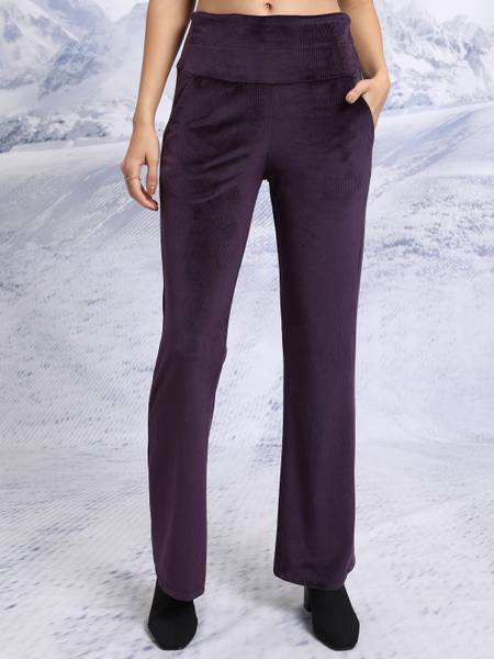 Tokyo Talkies Flared Women Purple Trousers