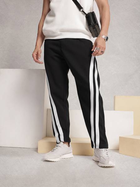 WROGN Solid Men Black Track Pants