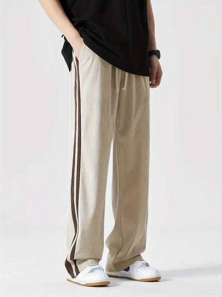COMFORTABLY DUMB Striped Men Beige Track Pants