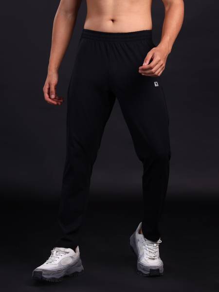 TECHNOSPORT Solid Men Black Track Pants