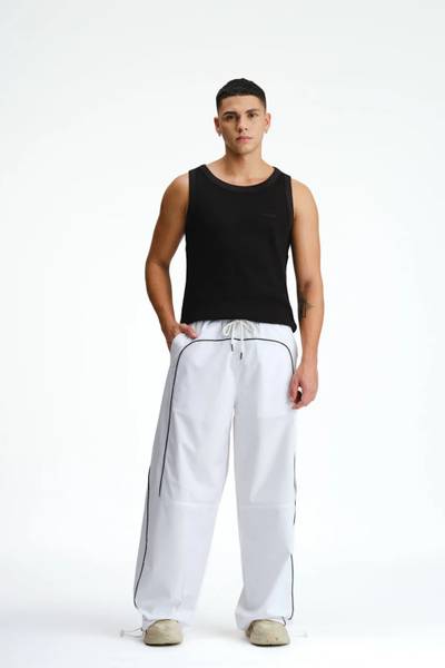 Bonkers Corner Solid Men White Track Pants