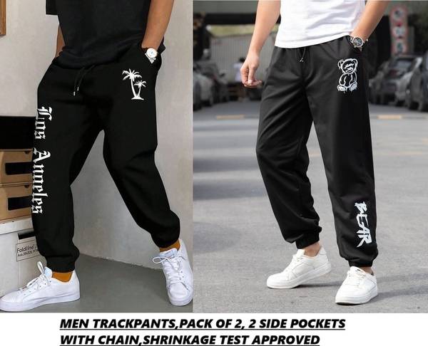 Yobdel Printed Men Black Track Pants