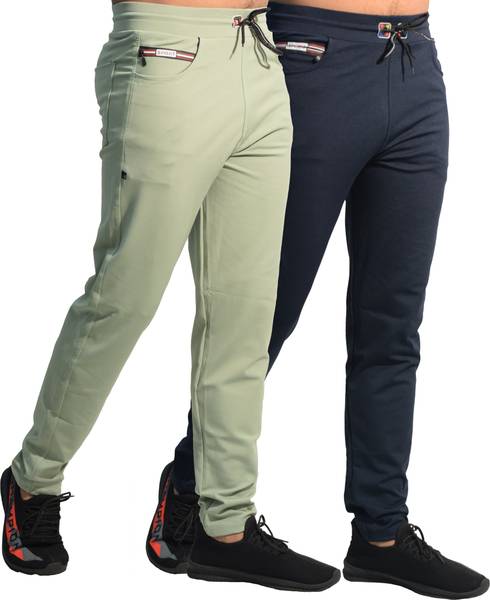 KHOZI Solid Men Light Green, Blue Track Pants