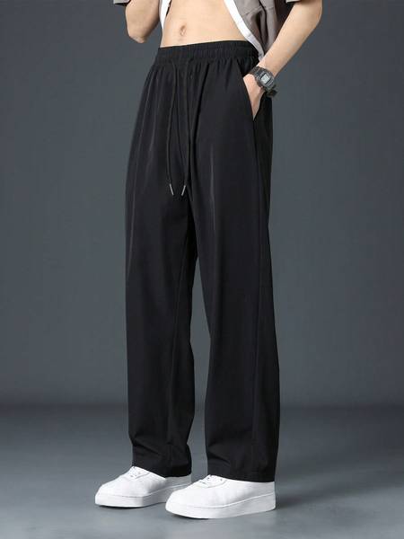 Dockstreet Loose Fit Men Black Trousers