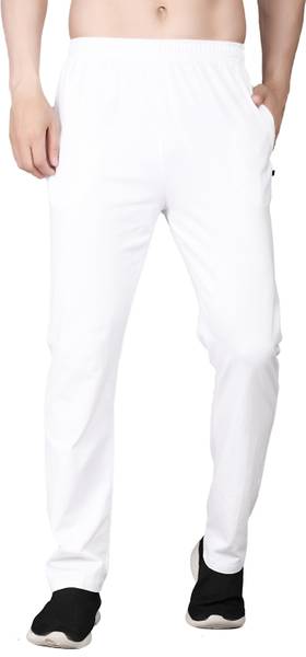 APKR Solid Men White Track Pants