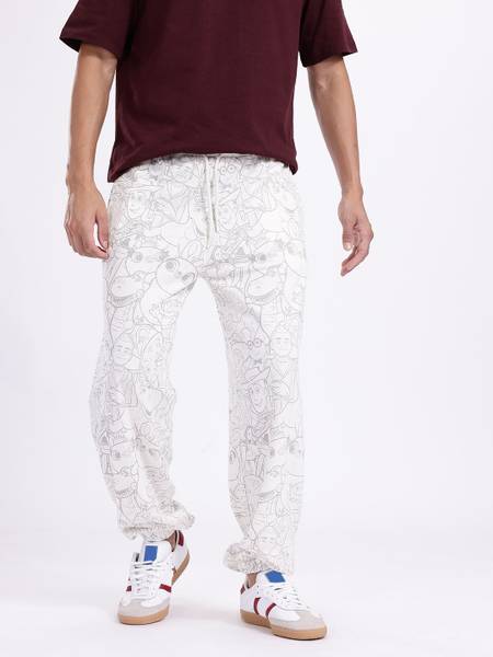Kook N Keech Marvel Polka Print Men White Track Pants