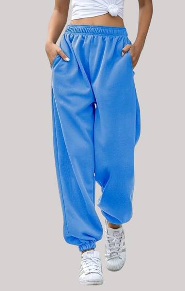 Q-Rious Solid Women Blue Track Pants
