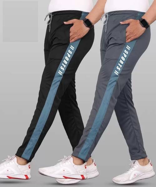 EYSTONE Striped Men Black, Grey Track Pants
