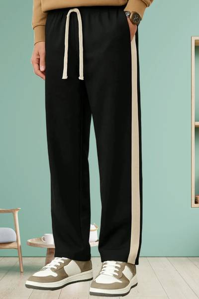 KWSH Self Design Men Black Track Pants