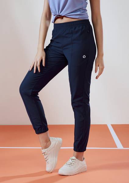 TECHNOSPORT Solid Women Blue Track Pants