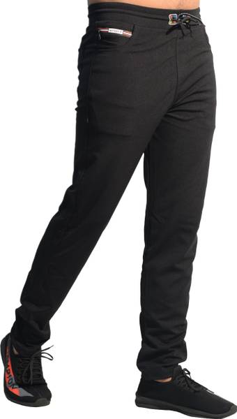 KHOZI Solid Men Black Track Pants