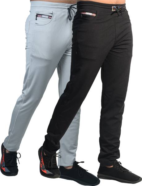 KHOZI Solid Men Black, White Track Pants