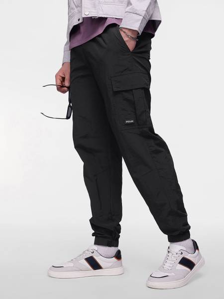 FCUK Solid Men Black Track Pants
