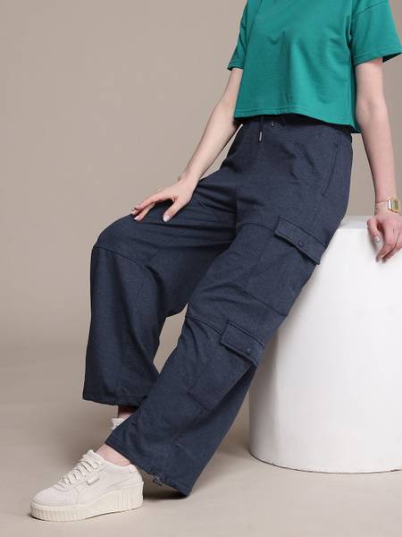 Roadster Solid Women Blue Track Pants
