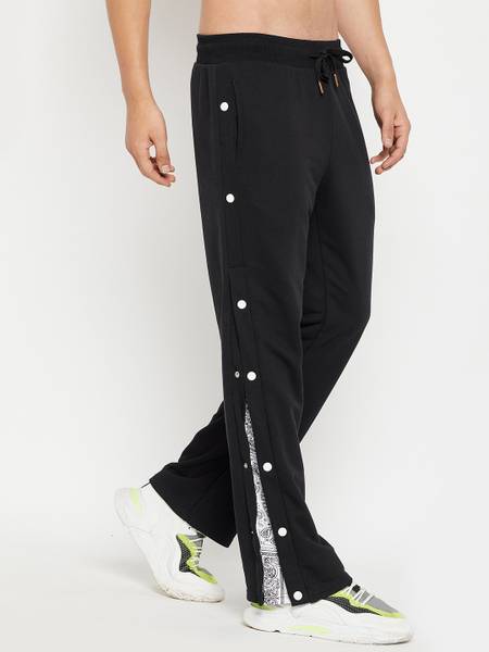 FUGAZEE Solid Men Black Track Pants Price History