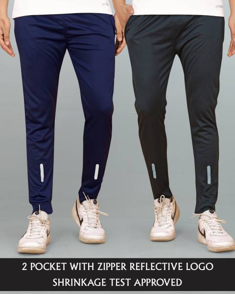Fruzis Fashion Self Design Men Dark Blue, Grey Track Pants