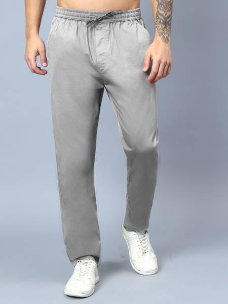 HAUWER Solid Men Grey Track Pants