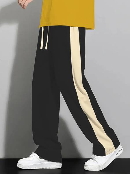 KAJARU Solid Men Black Track Pants