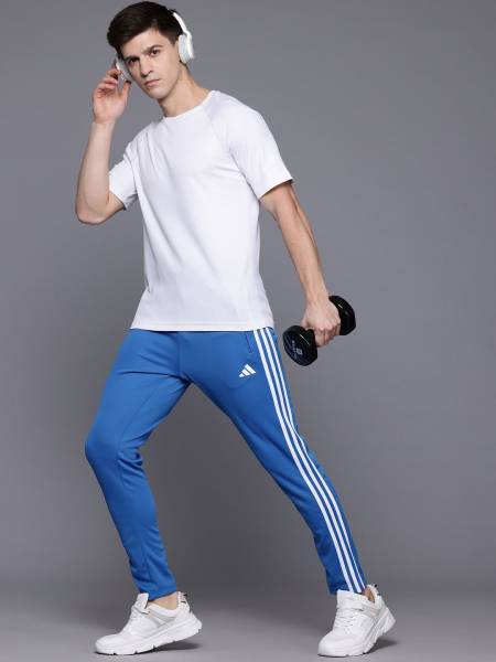 ADIDAS Striped Men Blue Track Pants