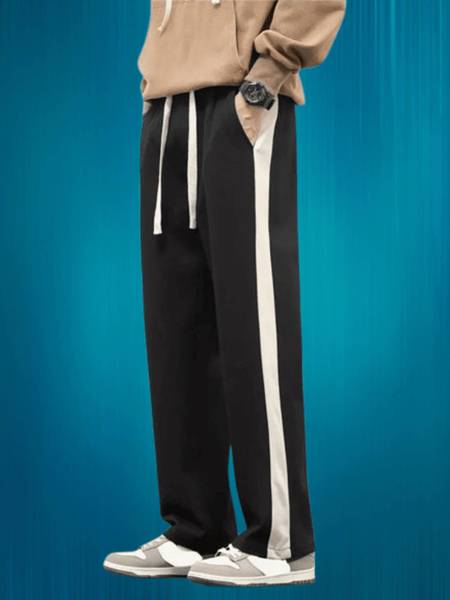 NFTRENDLYY Striped Men Black Track Pants