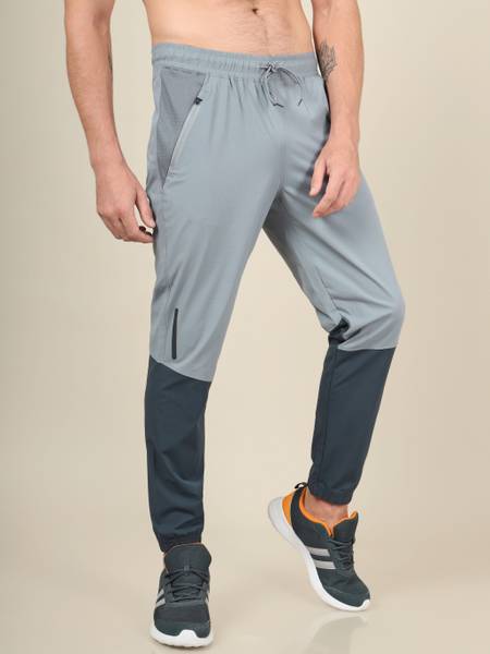 TECHNOSPORT Colorblock Men Black Track Pants