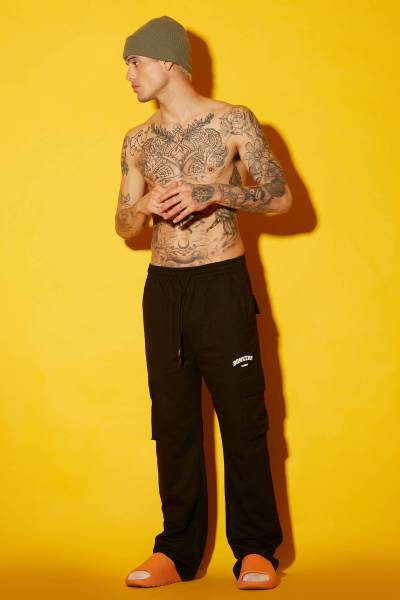 Bonkers Corner Graphic Print Men Black Track Pants