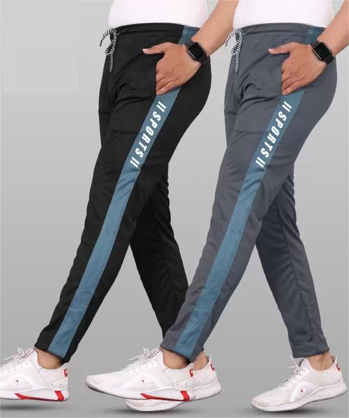 RUSKSUN Colorblock Men Black, Grey Track Pants