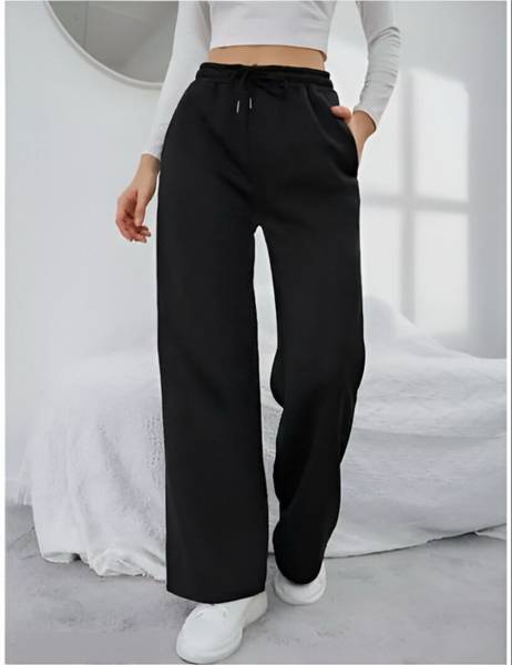 VOXAURA Solid Women Black Track Pants