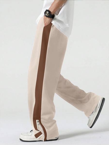Jump Cuts Colorblock Men White Track Pants