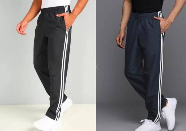 MASTERY Striped Men Grey, Black Track Pants