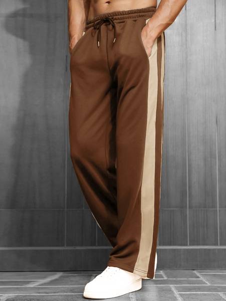 Jump Cuts Solid Men Brown, Beige Track Pants