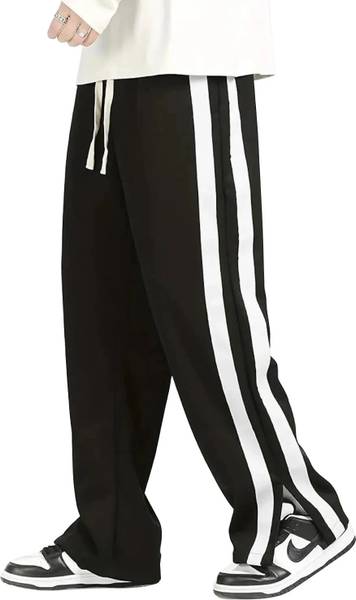 Valley Striped Men White, Black Track Pants