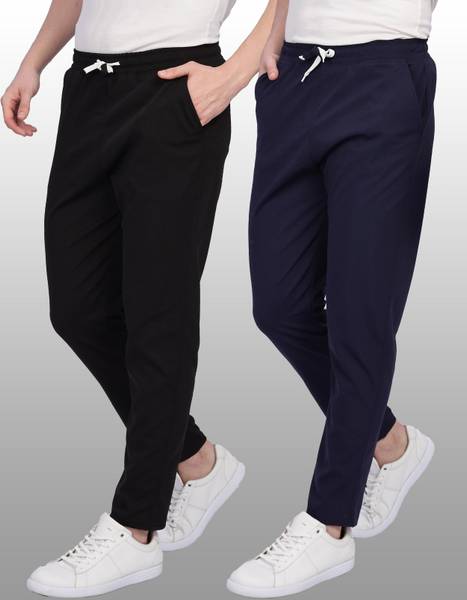 FOXTER Solid Men Black, Blue Track Pants