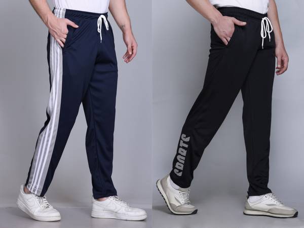 HVBK Striped Men Blue, Black Track Pants