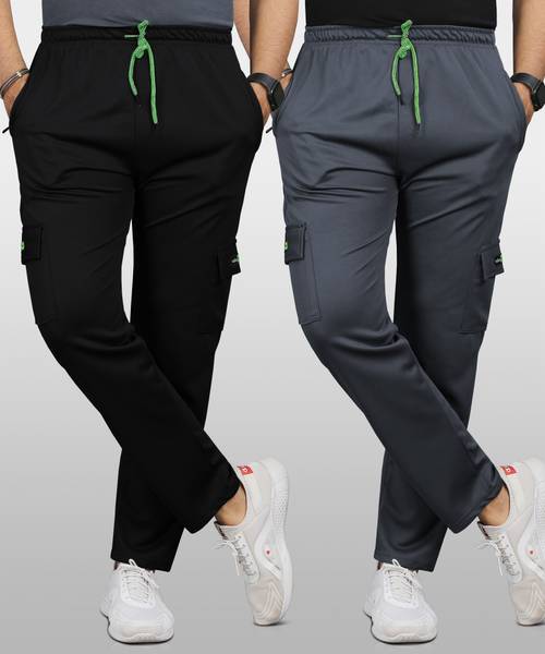 VeBNoR Solid Men Black, Grey Track Pants