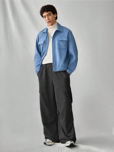 KOTTY Solid Men Black Track Pants