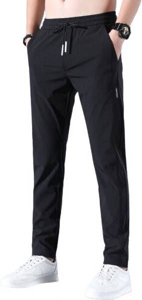 addiz Solid Men Black Track Pants