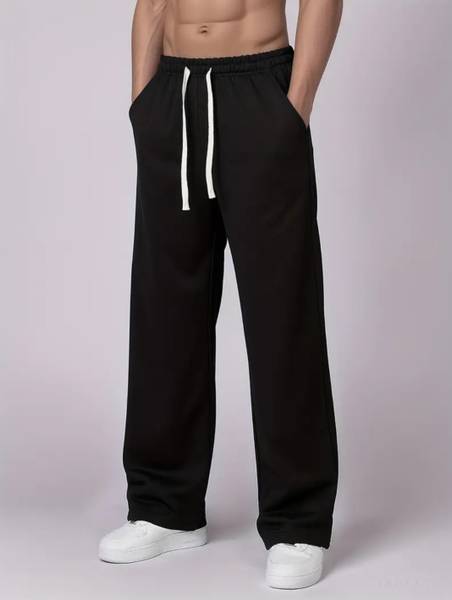 Povaxpo Solid Men Black Track Pants