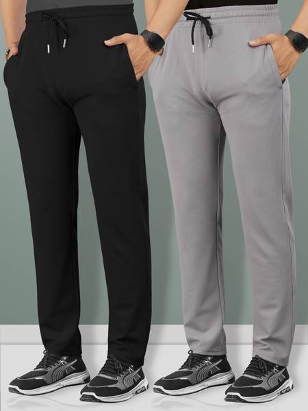 VeBNoR Solid Men Black, Grey Track Pants