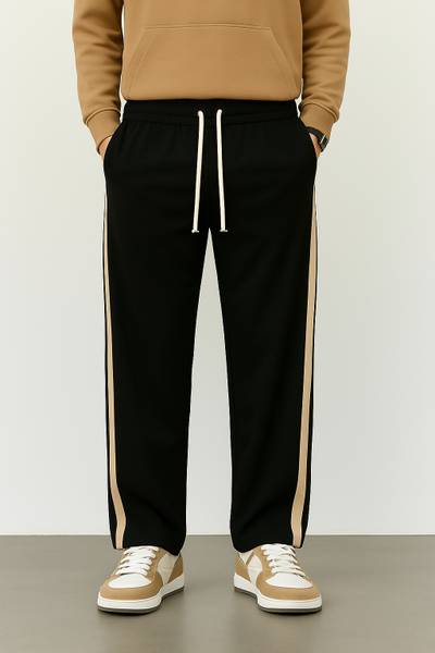 NFTRENDLYY Solid Men Black Track Pants